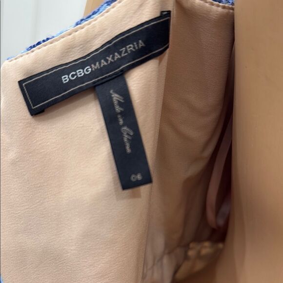 BCBGMaxAzria Blue Cream Spaghetti Strap Midi Silky Lace Weddings Evening - Picture 6 of 17